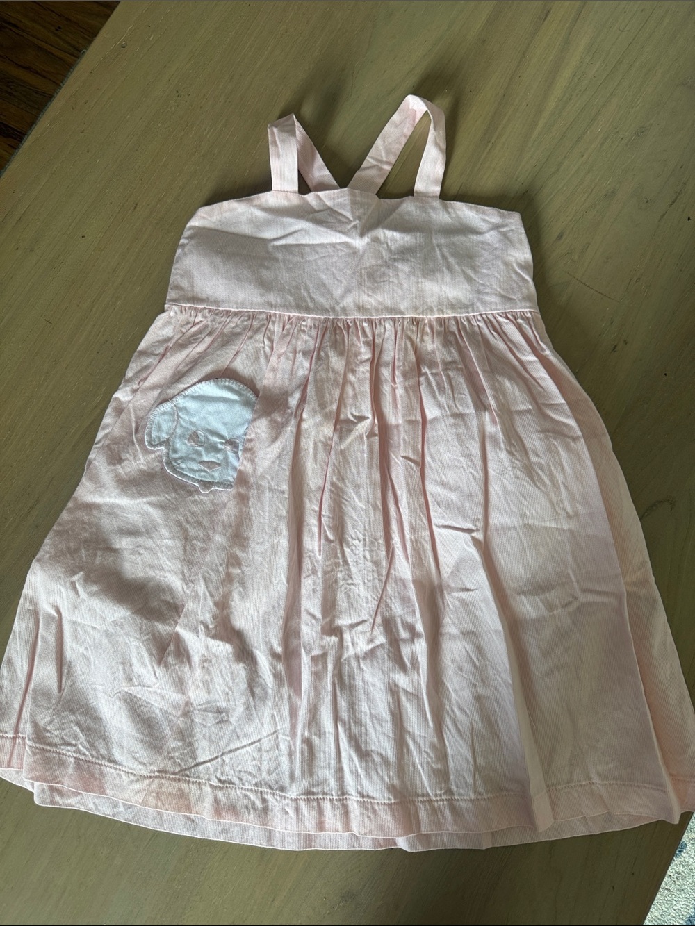 Light Pink Sleeveless Cotton Sundress with Puppy Patch